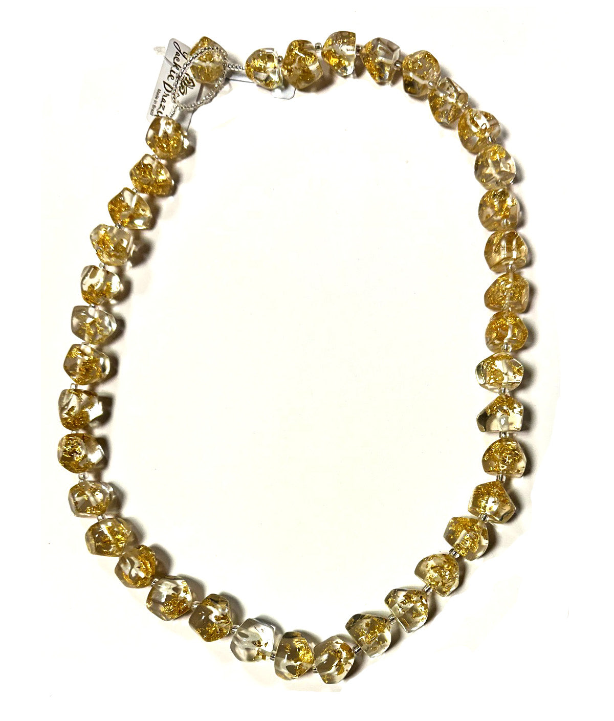 Jackie Brazil "Camille" Gold Flakes Small Stones 70cm Necklace ( N0075 )