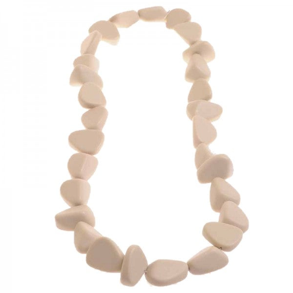 Jackie Brazil "Diamonds" Beige Matte Flintstone Bone 80cm Necklace ( N0080 )