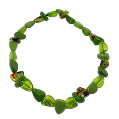 Jackie Brazil "Diamonds" Green & Transparent Flintstone Bone 80cm Necklace ( N0080 )