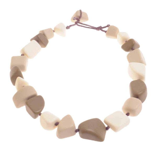 Jackie Brazil "Natural" Boheme Large Stones 55cm Resin Necklace ( N0378 )