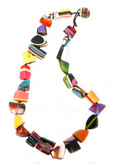 Jackie Brazil "Mix Colours" Large Stones Long 75cm Resin Necklace ( N0425 )