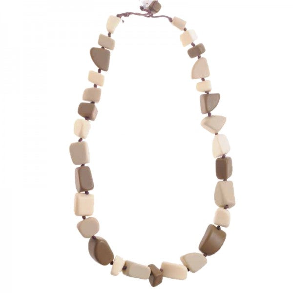 Jackie Brazil "Natural" Boheme Large Stones Long 75cm Resin Necklace ( N0425 )