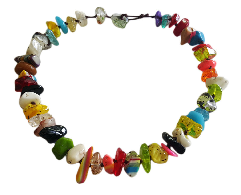 Jackie Brazil "Mix Colours" Small Stone Mix Colours Short 50cm Necklace ( N0500 )