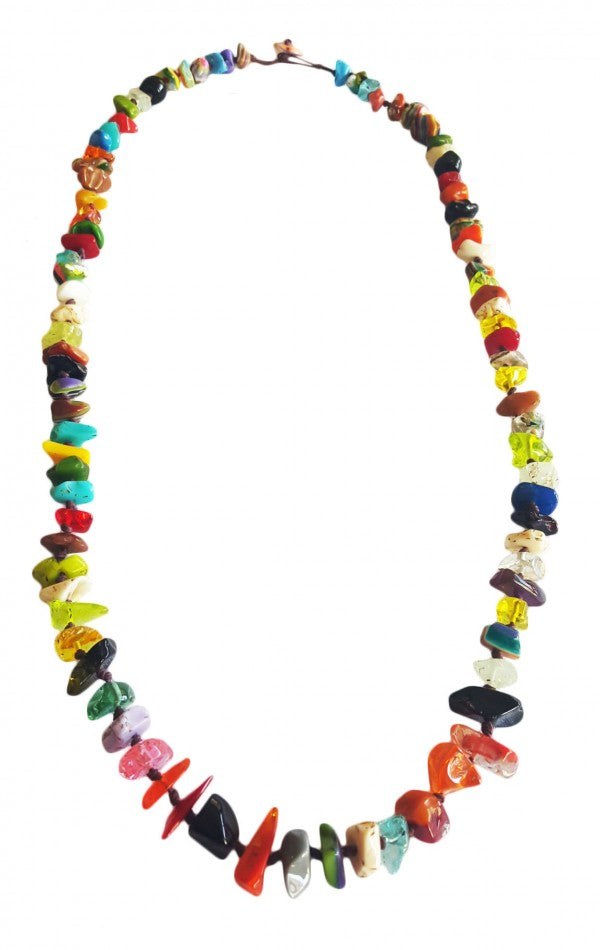 Jackie Brazil "Tribal" Mix Colours Recicled Small Stones Long 100cm Necklace ( N0520 )