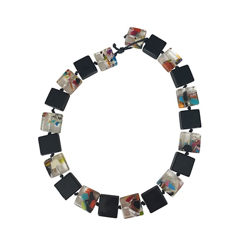 Jackie Brazil "Gala" Black & Cascade Half Rectangles 65cm Necklace ( N0789 )