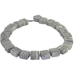 Jackie Brazil "Gala" Liquorice Cream Mix Half Rectangles 65cm Necklace ( N0789 )