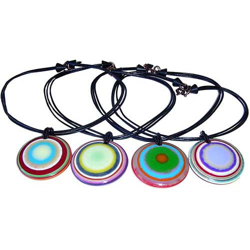 Jackie Brazil "Cat Eye" Liquorice Disk On 3 Cords Mix Colours Choker Necklace ( N1335 )