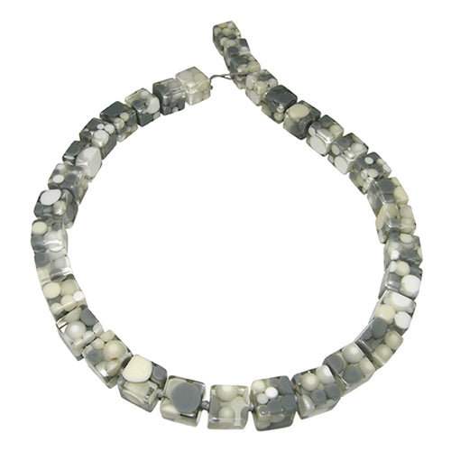 Jackie Brazil "Carlo Spotted Cubes" Cream Mix Spots Resin Necklace 50cm ( N1396 )