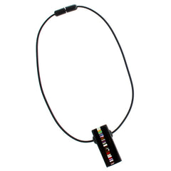 Jackie Brazil "Bar Code" Small Liquorice Pendant On Cord Resin Necklace ( N2214 )