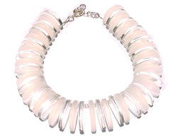 Jackie Brazil "Galactic" Half Moon Slicea Clear and Frost Necklace ( N2571 )