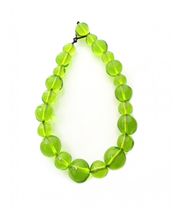 Jackie Brazil "Large Spheres" Transparent Green Mix Short Abstract Necklace 50cm ( N2692 )
