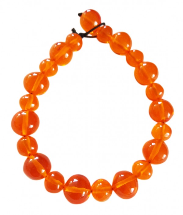 Jackie Brazil "Large Spheres" Transparent Orange Mix Short Abstract Necklace 50cm ( N2692 )