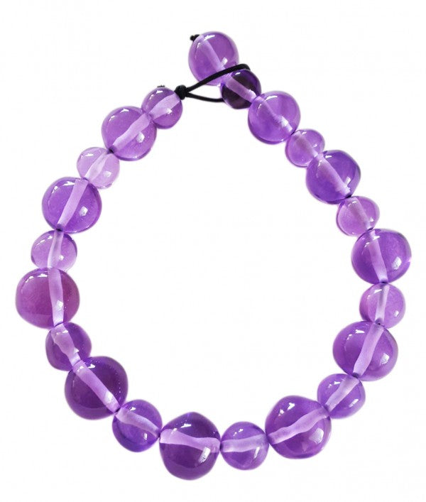 Jackie Brazil "Large Spheres" Transparent Purple Mix Short Abstract Necklace 50cm ( N2692 )