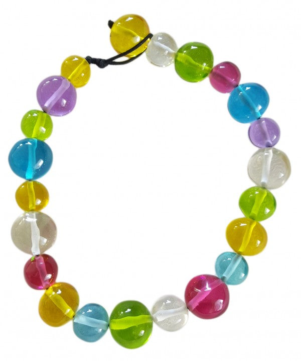 Jackie Brazil "Large Spheres" Transparent Paris Mix Short Abstract Necklace 50cm ( N2692 )