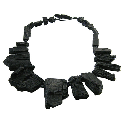 Jackie Brazil "Black Pieces" Charcoal Large Choker Necklace ( N2730 )