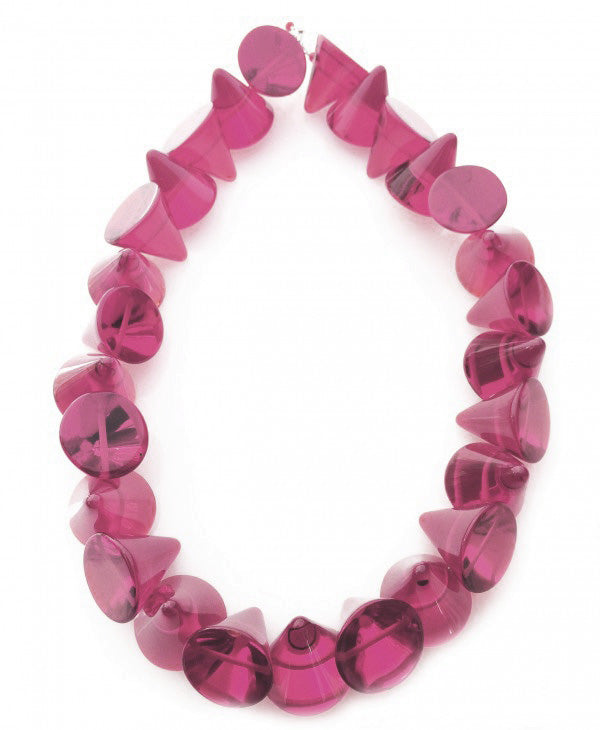 Jackie Brazil "KL Kones" Transparent Pink Mix Large Cones Necklace ( N2896 )