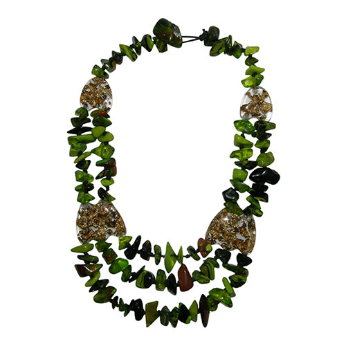 Jackie Brazil "Orient Express" 3 Strand Small Bead Light Green Mix Long Choker Necklace ( N3532 )
