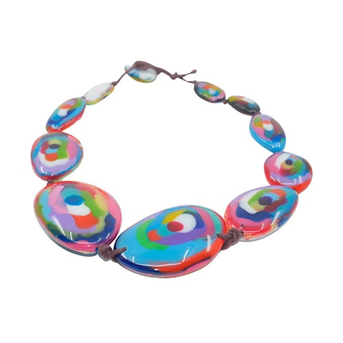 Jackie Brazil "Kandinsky" Short Flat Riverstones 50cm Necklace ( N3616 )