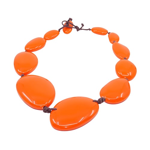 Jackie Brazil "Orange Gloss" Short Flat Riverstones 50cm Necklace ( N3616 )