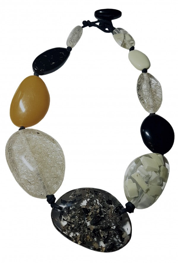 Jackie Brazil "Seasons Mix" Short Flat Riverstones 50cm Necklace ( N3616 )