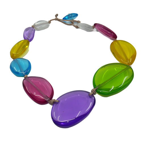 Jackie Brazil "Transparent" Paris Mix Short Flat Riverstones 50cm Necklace ( N3616 )