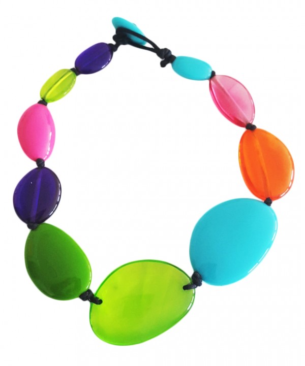 Jackie Brazil "Transparent" Summer Mix Short Flat Riverstones 50cm Necklace ( N3616 )