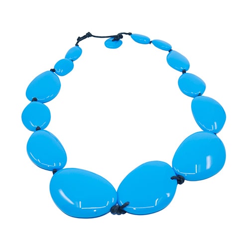 Jackie Brazil "Blue Gloss" Long Flat Riverstones 65cm Necklace ( N3700 )