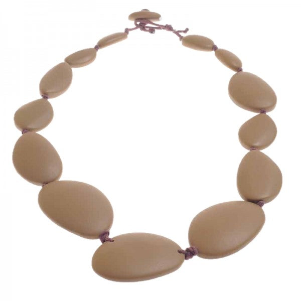 Jackie Brazil "Brown Matte" Long Flat Riverstones 65cm Necklace ( N3700 )