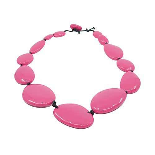 Jackie Brazil "Pink Gloss" Long Flat Riverstones 65cm Necklace ( N3700 )