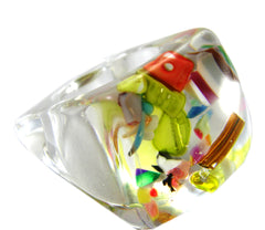 Jackie Brazil "Mix" Cascade Transparent Resin Ring ( R2931 ) UK R / USA 8.5