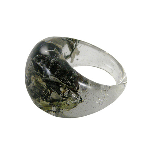 Jackie Brazil "Cache" Fat Oval Seaweed Resin Ring ( R0133 ) Size UK P / USA 7.5