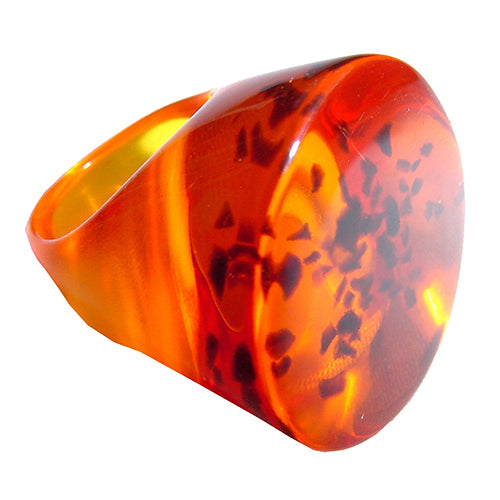 Jackie Brazil "Stomp" Large Round Amber Resin  Ring ( R0360 ) Size UK Q / US 8