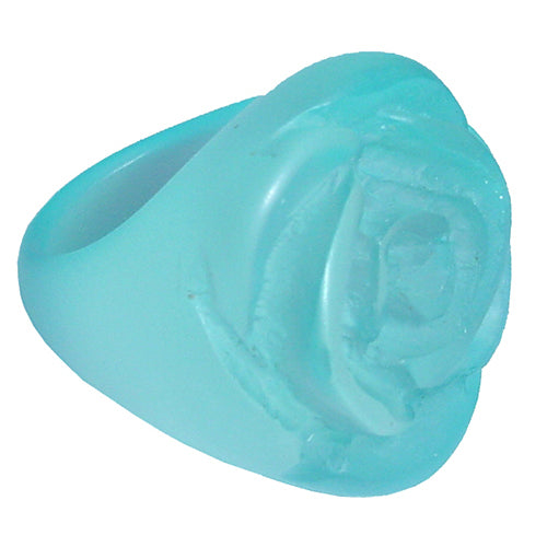 Jackie Brazil "Rose" Light Blue Resin Rose Ring ( R0585 ) Size UK P / US 7.5