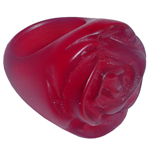 Jackie Brazil "Rose" Red Frost Resin Rose Ring ( R0585 ) Size UK P / US 7.5