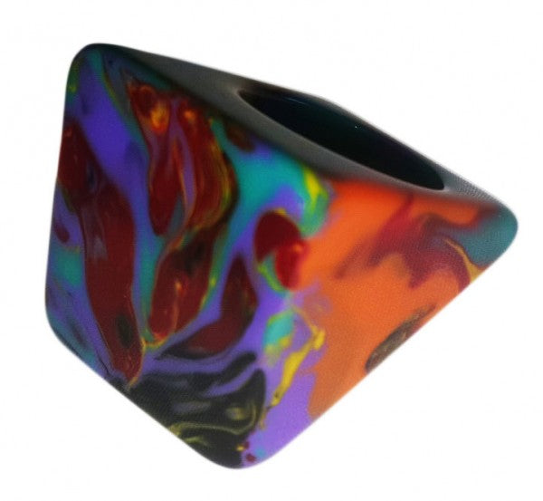 Jackie Brazil "Kandinsky" Large Square Resin Ring ( R1715 ) Size UK Q / USA 8