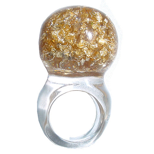 Jackie Brazil "Splendour" Large Ball Gold Flakes Ring ( R2500 ) Size UK - Q  / US - 8