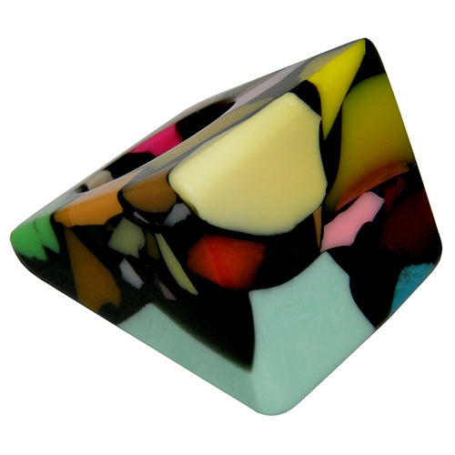 Jackie Brazil "Carre" Art Deco Square Top Resin Ring ( R3082 ) Size UK _ / USA _