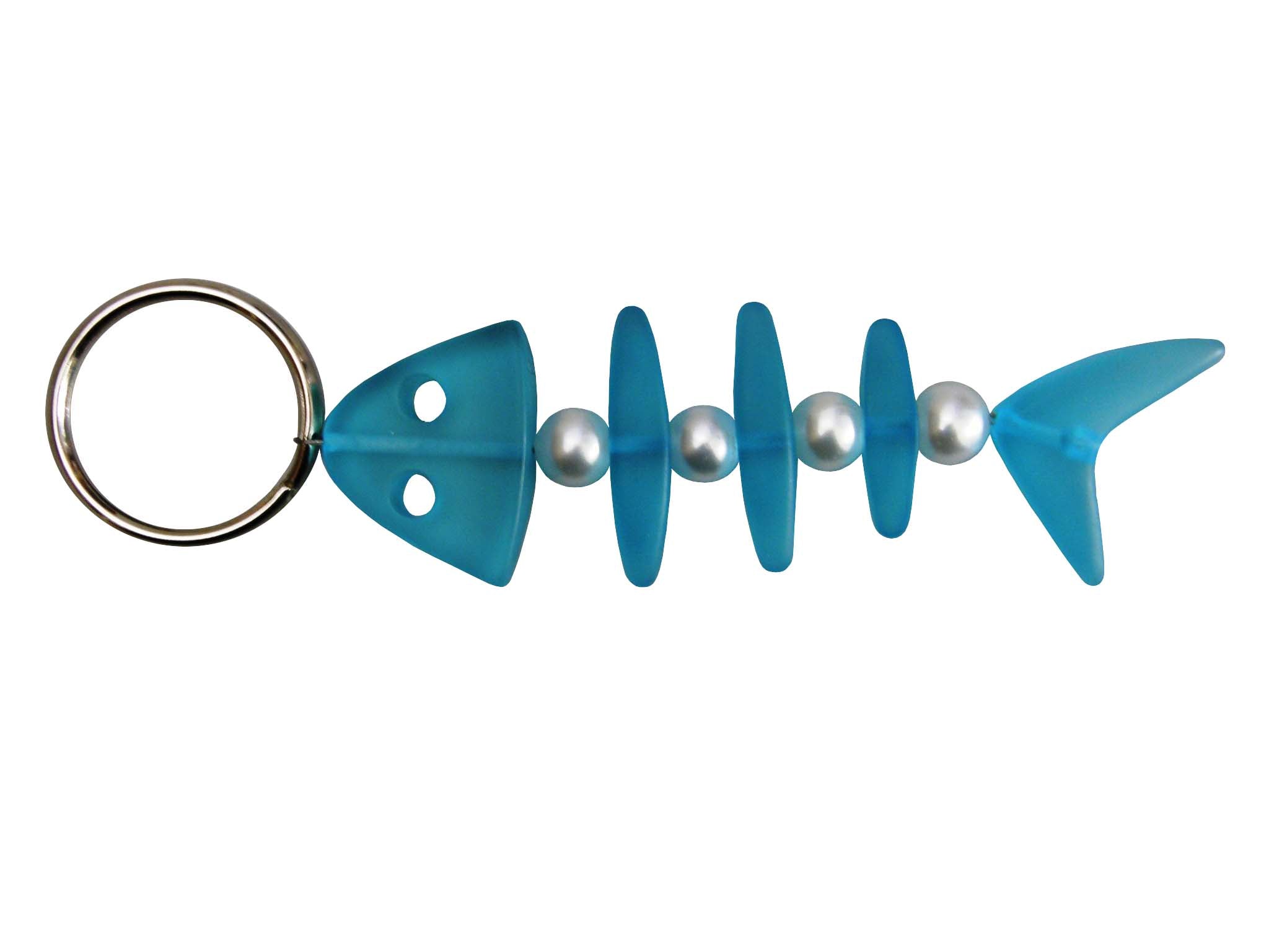 Jackie Brazil "Skeleton Fish" Light Blue Resin Keyring ( K0178 )