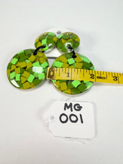 Marion Godart - Confetti "Pendentif double" Green Mix Double Pendant Resin Clip On Earrings
