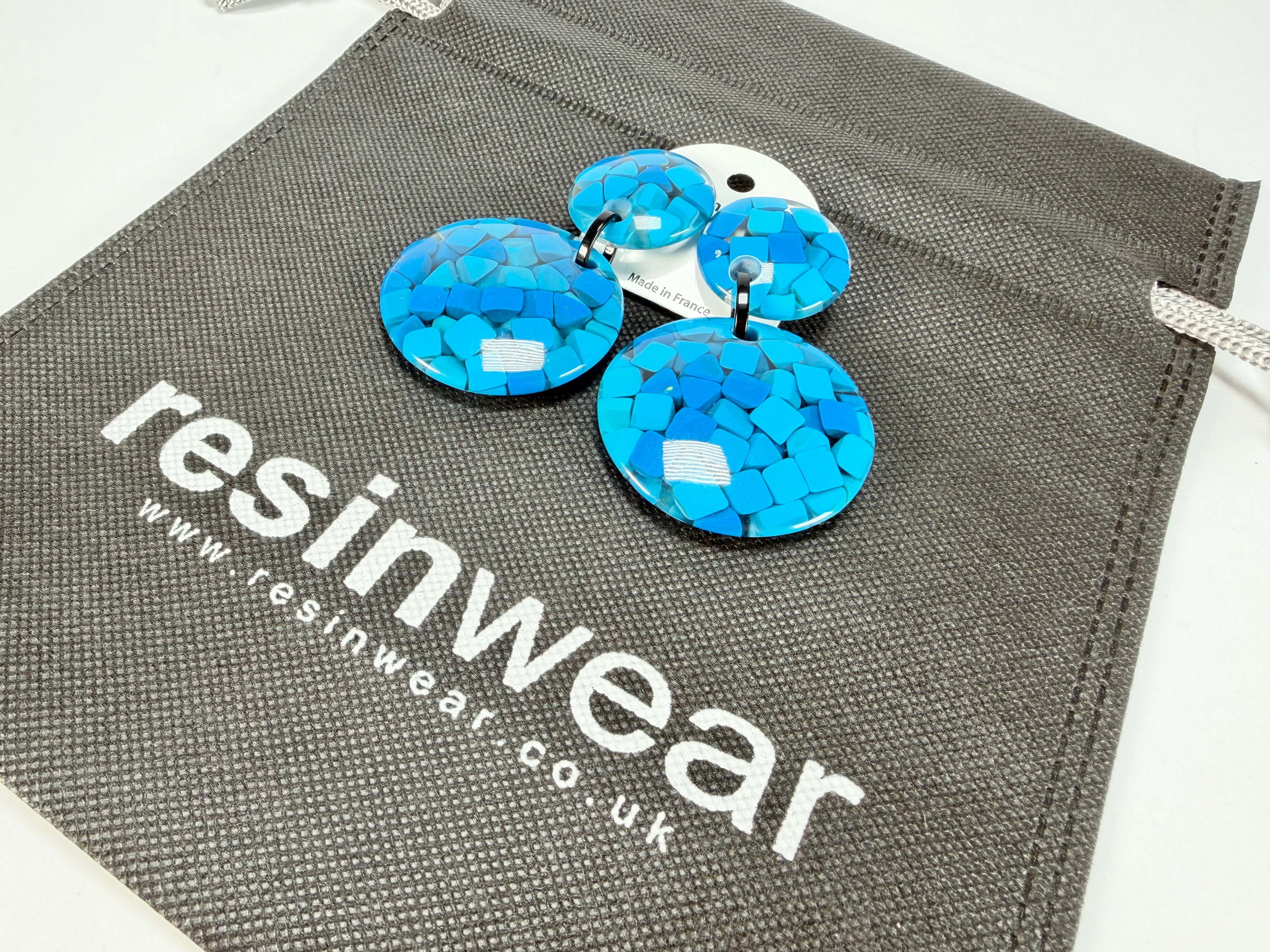 Marion Godart - Confetti "Pendentif Double" Blue Mix Double Pendant Resin Clip On Earrings