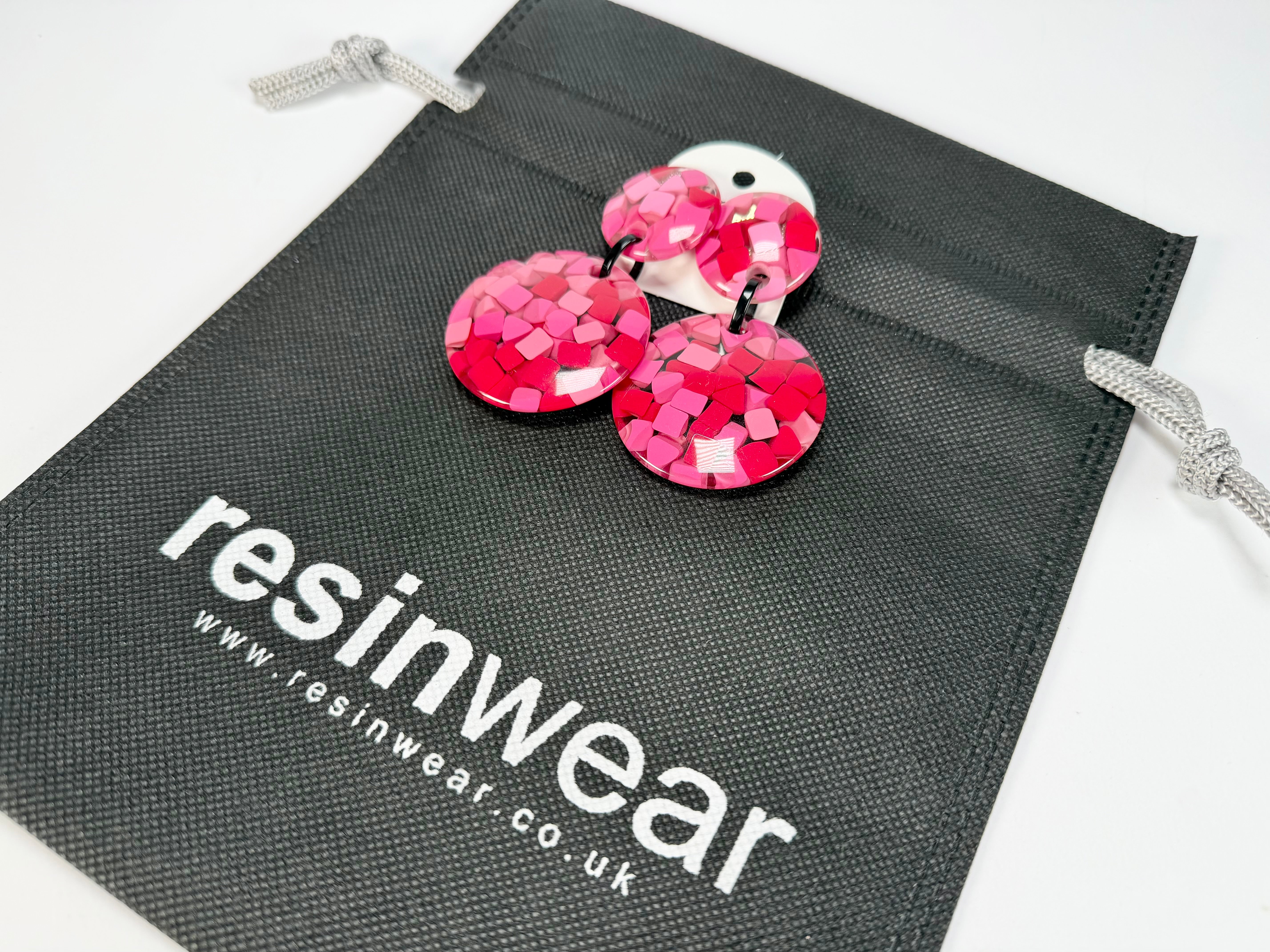 Marion Godart - Confetti "Pendentif Double" Pink Mix Double Pendant Resin Clip On Earrings
