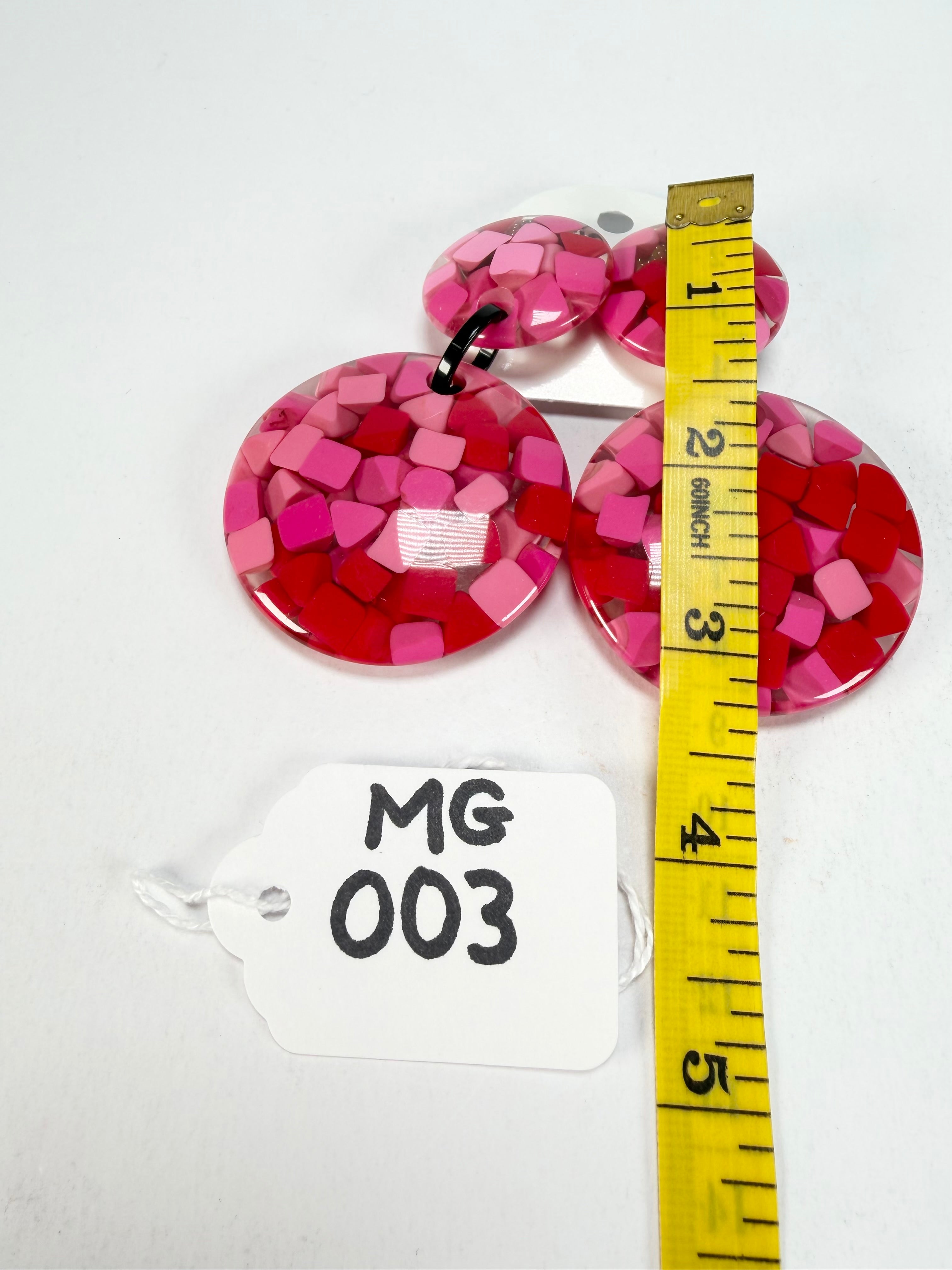 Marion Godart - Confetti "Pendentif Double" Pink Mix Double Pendant Resin Clip On Earrings
