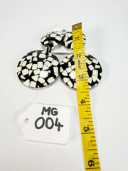 Marion Godart - Confetti "Pendentif Double" Black & White Mix Double Pendant Resin Clip On Earrings