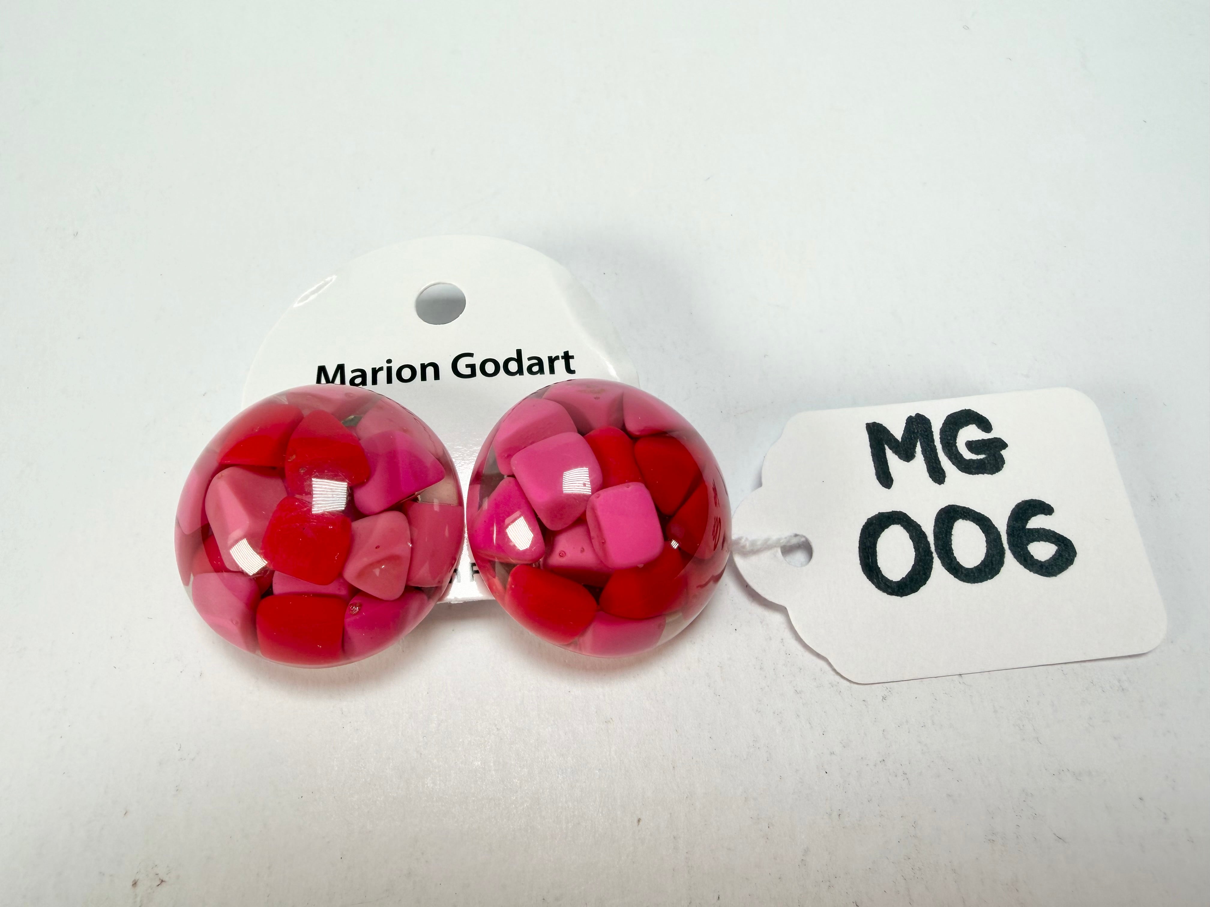 Marion Godart - Confetti "Bouclier" Pink Mix Dome Resin Clip On Earrings
