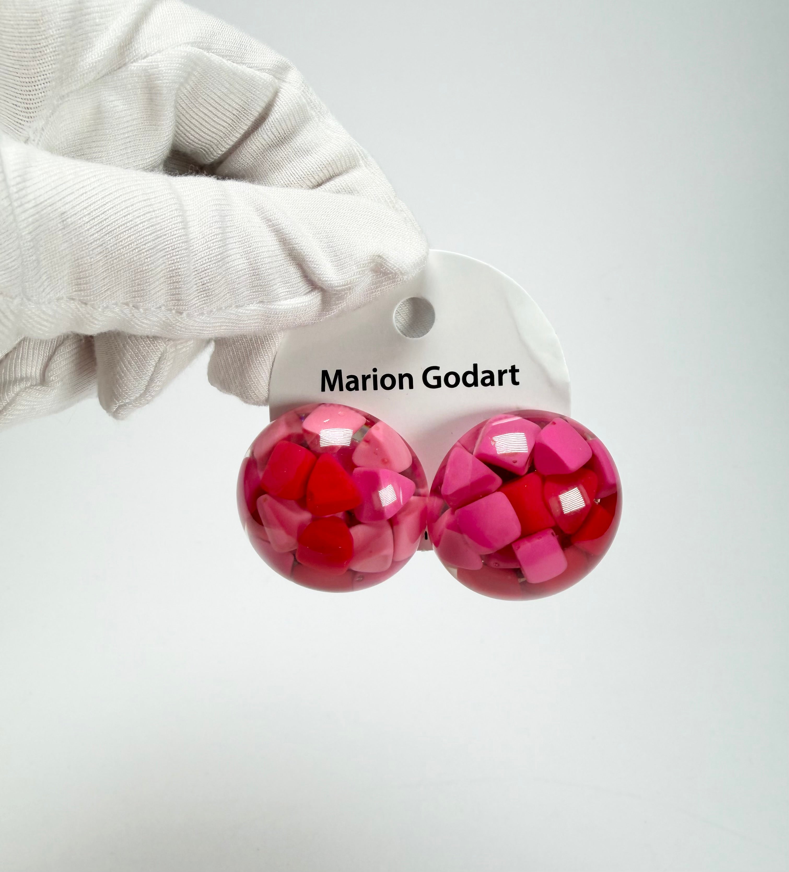 Marion Godart - Confetti "Bouclier" Pink Mix Dome Resin Clip On Earrings