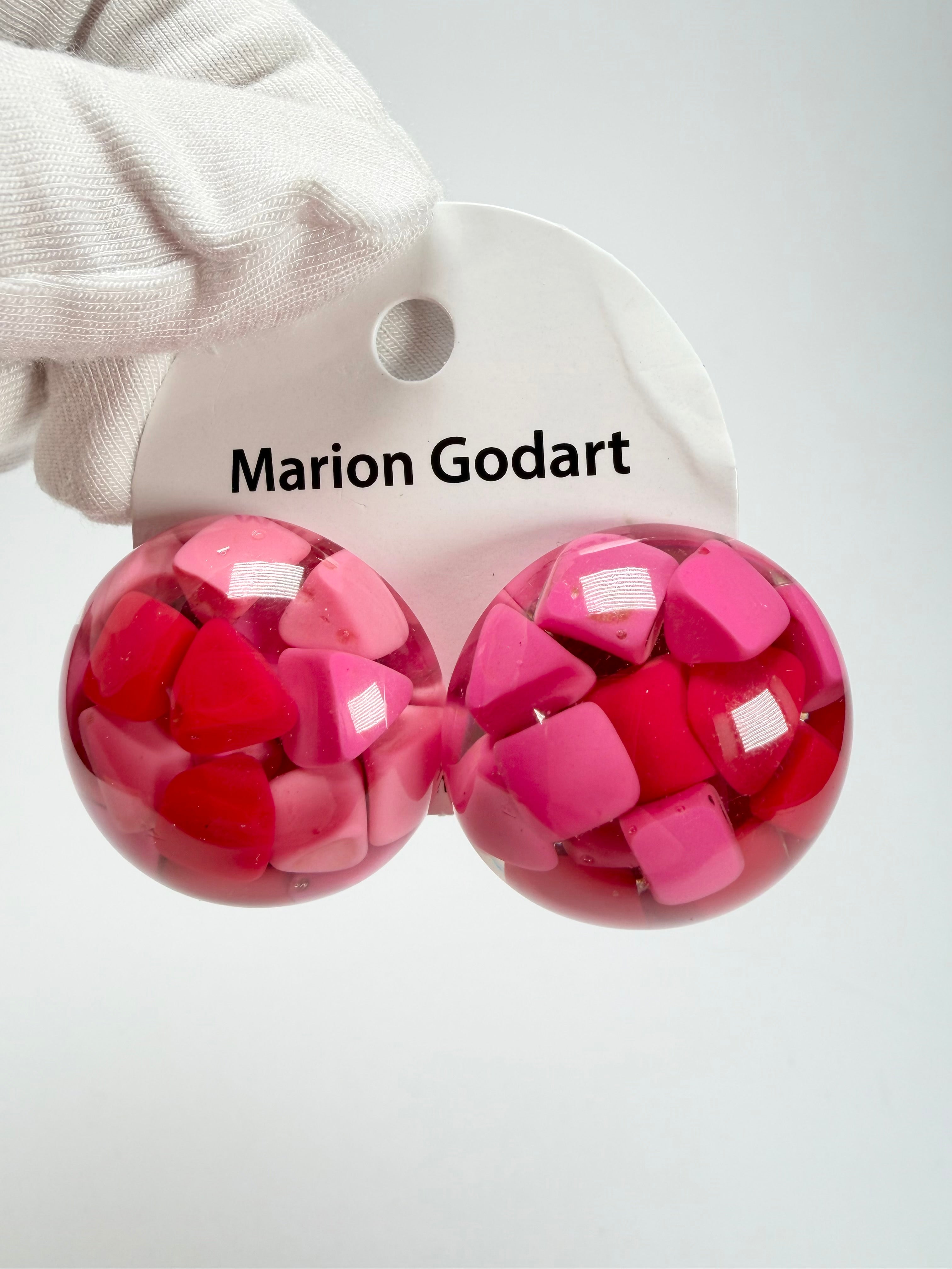 Marion Godart - Confetti "Bouclier" Pink Mix Dome Resin Clip On Earrings