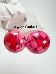 Marion Godart - Confetti "Bouclier" Pink Mix Dome Resin Clip On Earrings