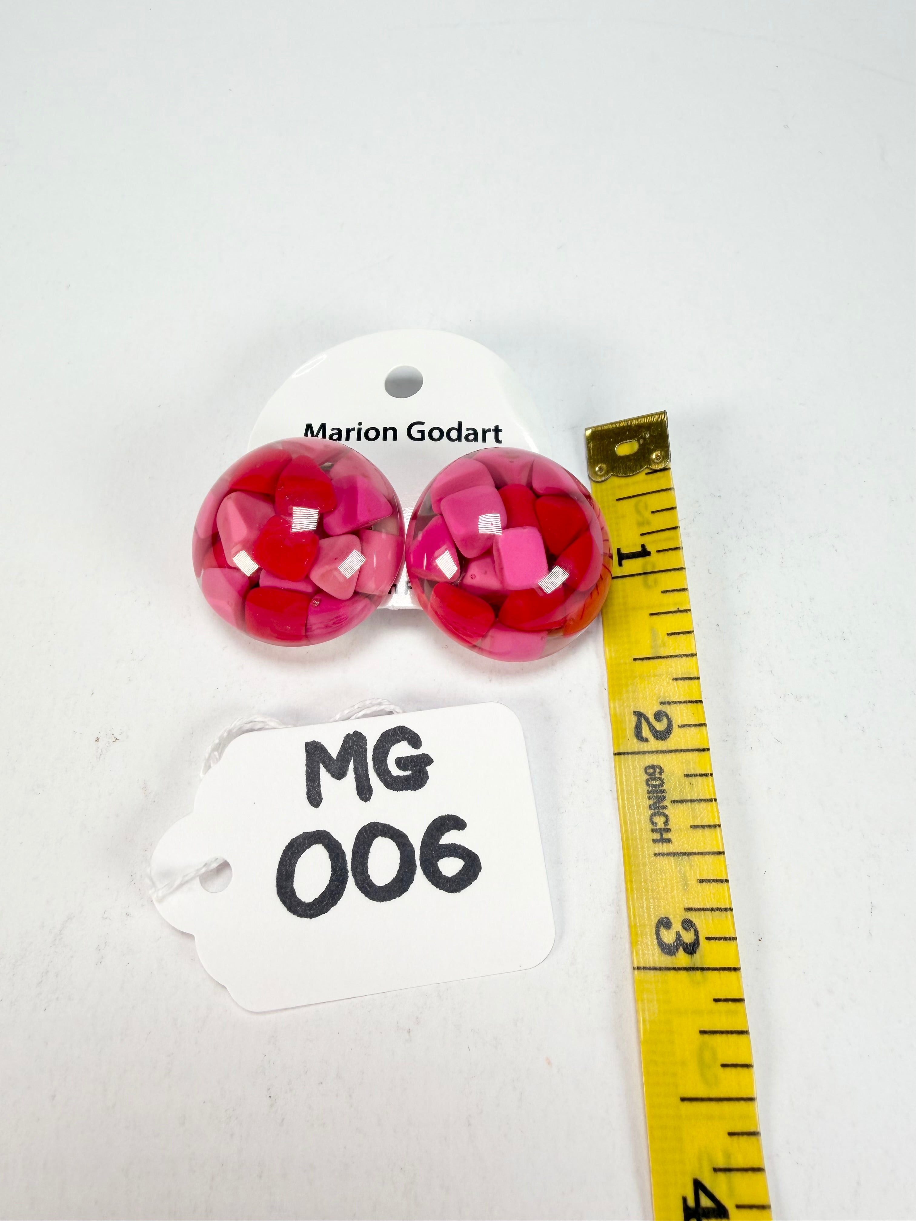 Marion Godart - Confetti "Bouclier" Pink Mix Dome Resin Clip On Earrings