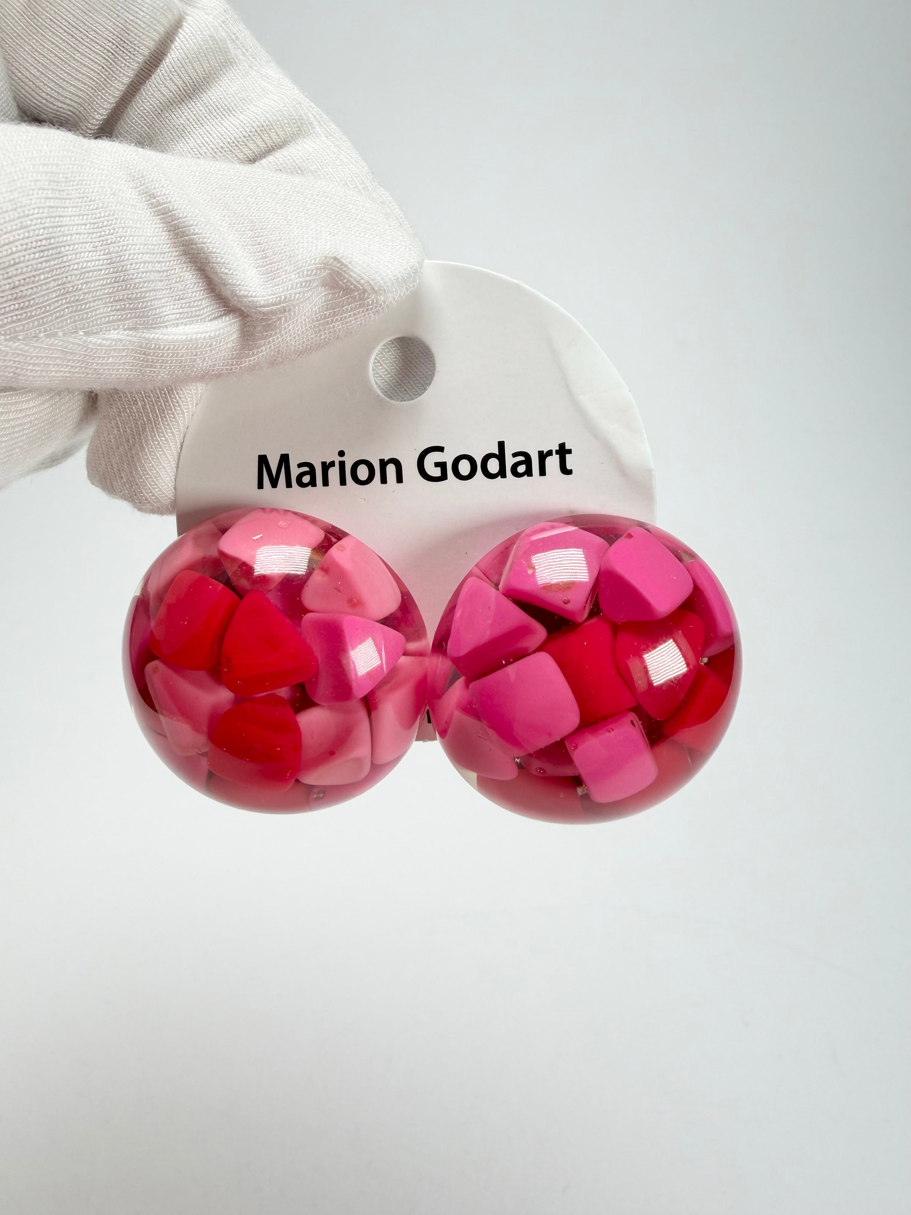Marion Godart - Confetti "Bouclier" Pink Mix Dome Resin Clip On Earrings