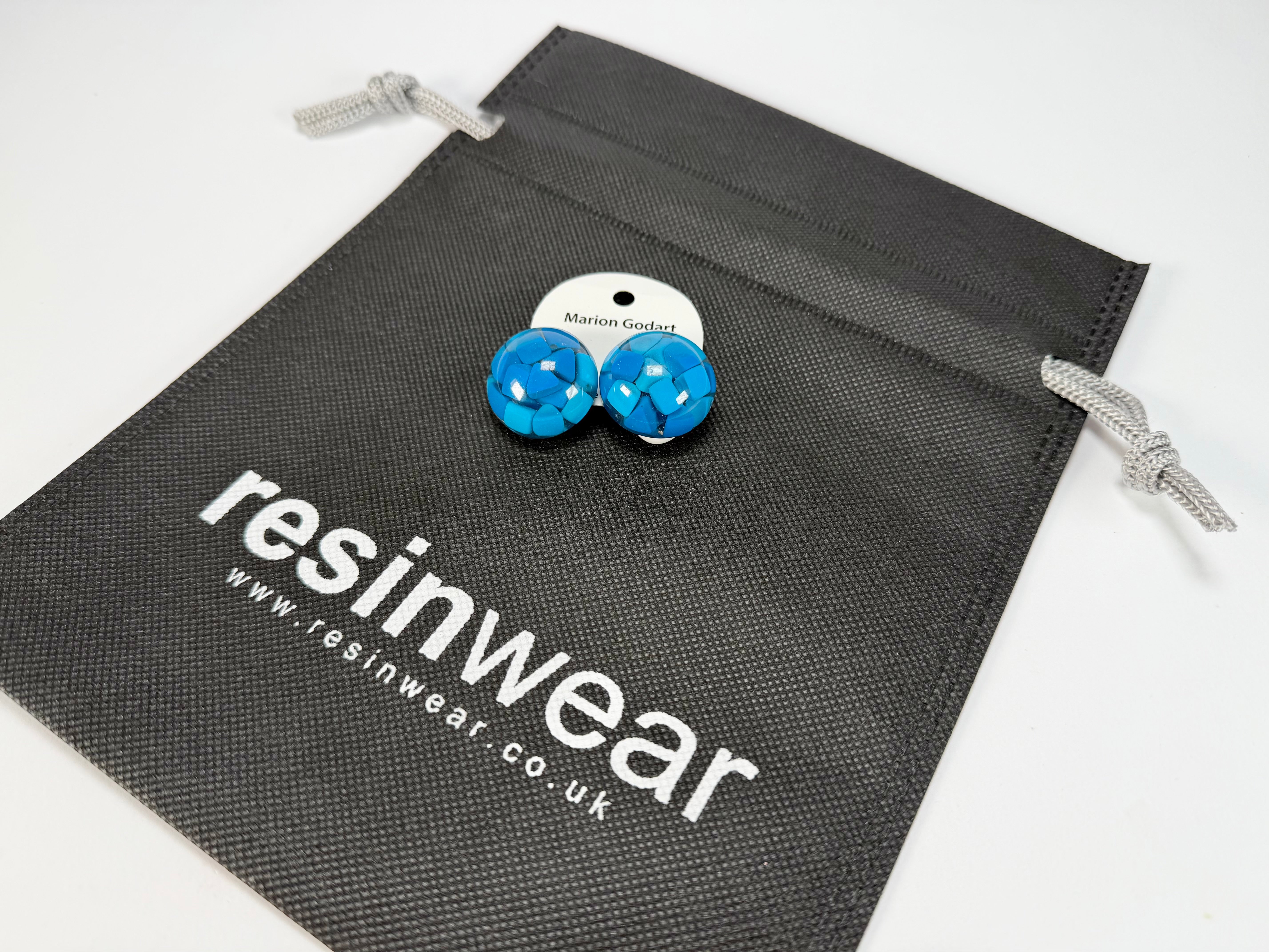 Marion Godart - Confetti "Bouclier" Blue Mix Dome Resin Clip On Earrings